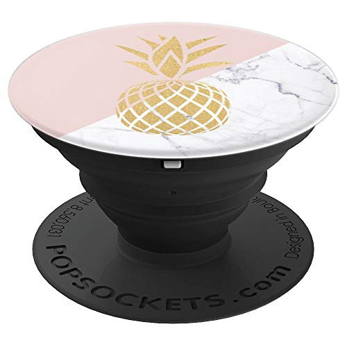Golden Pineapple On Pink And White Marbled Design - PopSockets Grip and Stand for Phones and Tablets Golden Pineapple On Pink And White Marbled Design - PopSockets Grip and Stand for Phones and Tablets