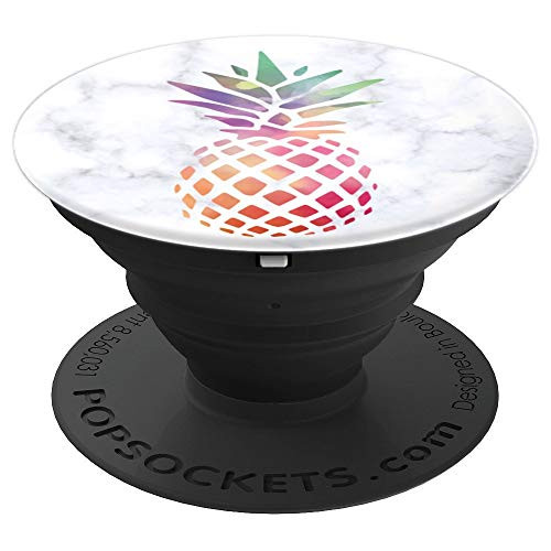 Chic watercolor pineapple on white marble - PopSockets Grip and Stand for Phones and Tablets