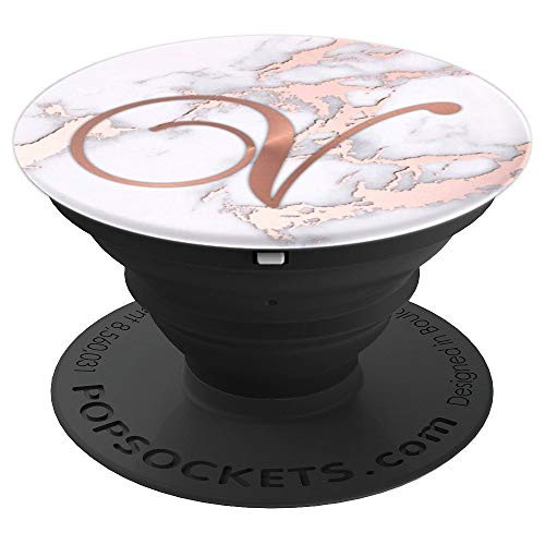 Letter V Golden Rose On Pink White Marbled Design - PopSockets Grip and Stand for Phones and Tablets Letter V Golden Rose On Pink White Marbled Design - PopSockets Grip and Stand for Phones and Tablets