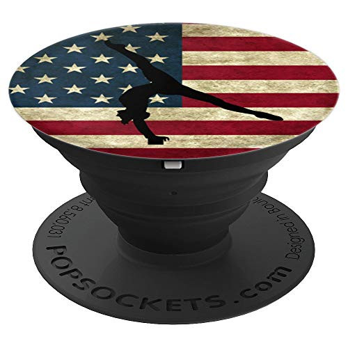 Girls Tumbling Gymnast Gymnastics Patriotic American Flag - PopSockets Grip and Stand for Phones and Tablets Girls Tumbling Gymnast Gymnastics Patriotic American Flag - PopSockets Grip and Stand for Phones and Tablets