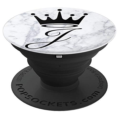 Initial Letter J Monogram Crown Marble - PopSockets Grip and Stand for Phones and Tablets