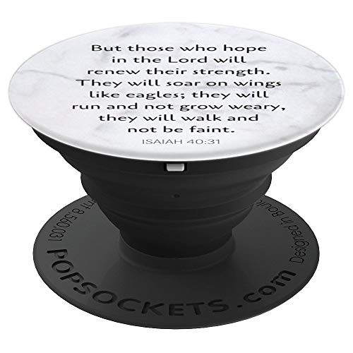 Isaiah 40:31 White Marble Bible Verse Scripture - PopSockets Grip and Stand for Phones and Tablets