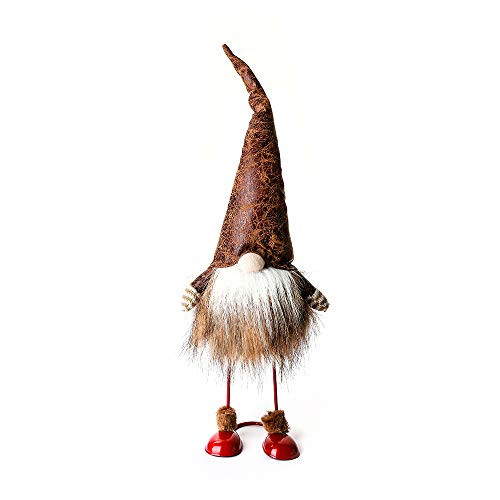 ITOMTE Handmade Swedish Gnome, Scandinavian Tomte, Yule Santa Nisse, Spring Nordic Figurine, Plush Elf Toy, Home Decor, Table Ornament, Christmas Decorations, Holiday Presents - 17 Inches, Leather