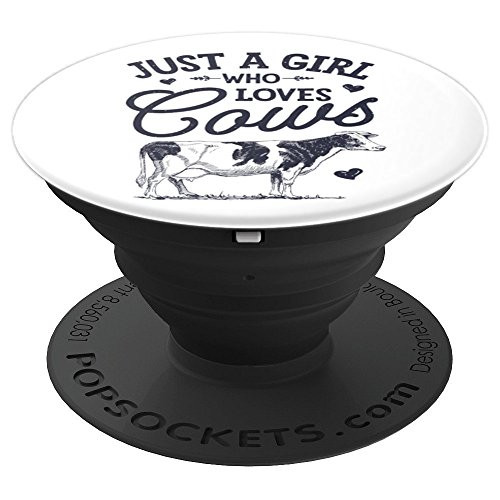 Just A Girl Who loves Cows Gifts White Cow Lovers Farm Women - PopSockets Grip and Stand for Phones and Tablets