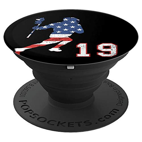 Lacrosse player American USA flag, number 19 phone stand - PopSockets Grip and Stand for Phones and Tablets Lacrosse player American USA flag, number 19 phone stand - PopSockets Grip and Stand for Phones and Tablets