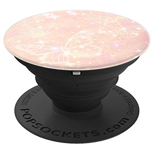 Pink Butterfly Star Cellphone Holder Pop Up Smart Phone Knob - PopSockets Grip and Stand for Phones and Tablets