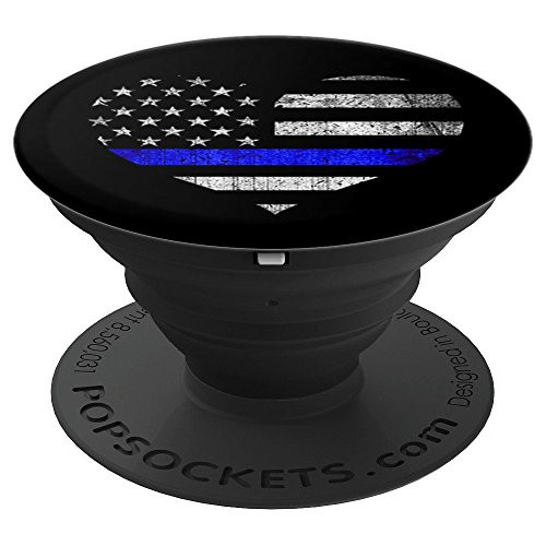 Police Wife Thin Blue Line Flag Heart - PopSockets Grip and Stand for Phones and Tablets