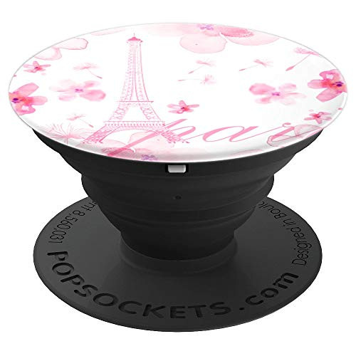 Paris in pink spring flowers - PopSockets Grip and Stand for Phones and Tablets Paris in pink spring flowers - PopSockets Grip and Stand for Phones and Tablets