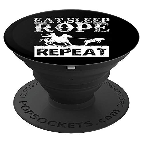 Distressed Eat Sleep Rope Repeat - Rodeo Roping Gift - PopSockets Grip and Stand for Phones and Tablets