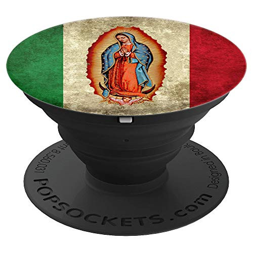 Our Lady Virgen De Guadalupe Mexican Flag - PopSockets Grip and Stand for Phones and Tablets