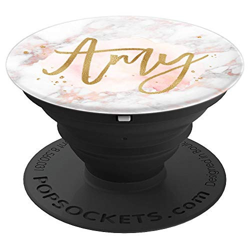 Amy First Name on Rose Pink Marble - PopSockets Grip and Stand for Phones and Tablets