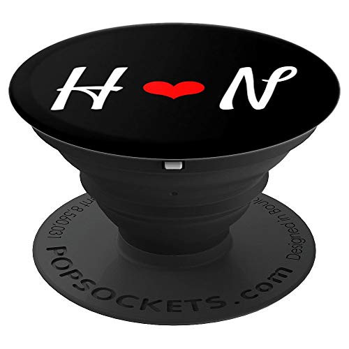 H & N Heart Love Initial Letter Alphabet Monogram - PopSockets Grip and Stand for Phones and Tablets