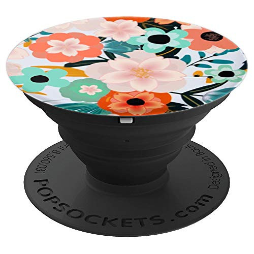 Phone Grip Floral Print. Teal Pink Orange Flower Design - PopSockets Grip and Stand for Phones and Tablets Phone Grip Floral Print. Teal Pink Orange Flower Design - PopSockets Grip and Stand for Phones and Tablets