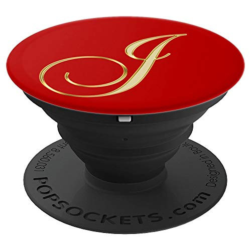 Phone Grip Letter J Tan Yellow. Initial J Tan Yellow on Red - PopSockets Grip and Stand for Phones and Tablets