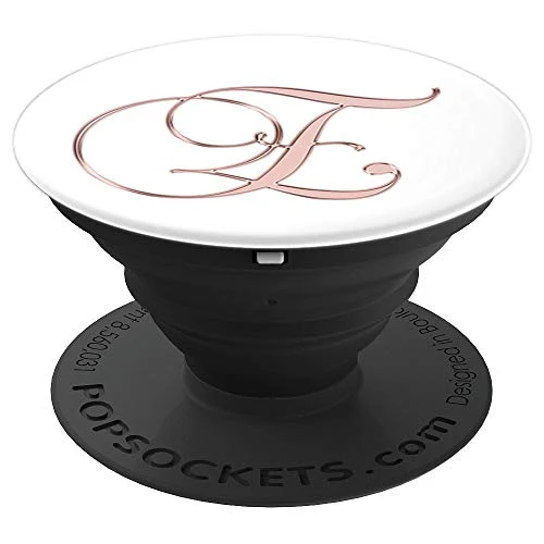 Pop Socket Letter E Rose Gold. Initial E On White Background - PopSockets Grip and Stand for Phones and Tablets