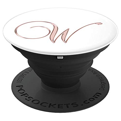 Letter W Golden Rose. Initial W On White Background - PopSockets Grip and Stand for Phones and Tablets