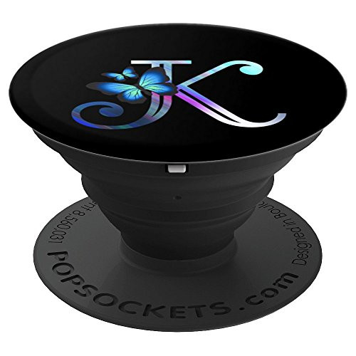 Initial letter K Butterfly Monogram Personalized - PopSockets Grip and Stand for Phones and Tablets