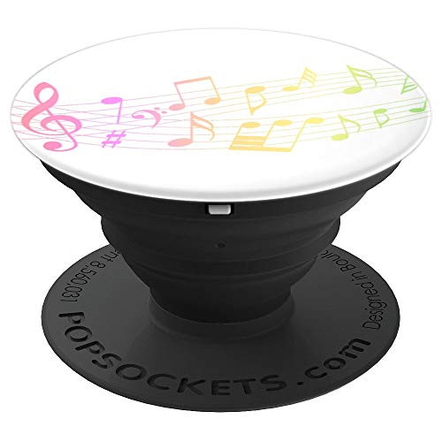 Musical Notes Colorful on White for Music Lovers Gift Treble - PopSockets Grip and Stand for Phones and Tablets