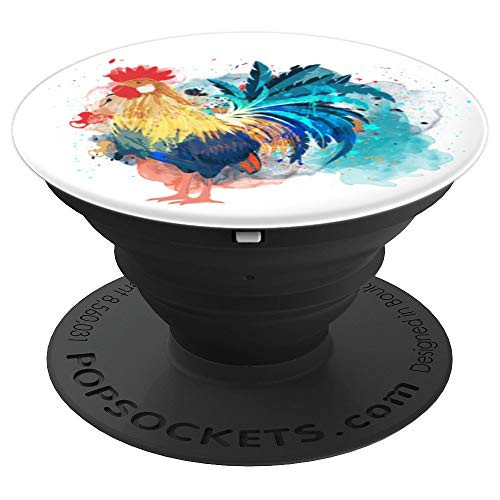 Chicken Rooster Watercolor Splash Paint For A Chicken Lover - PopSockets Grip and Stand for Phones and Tablets