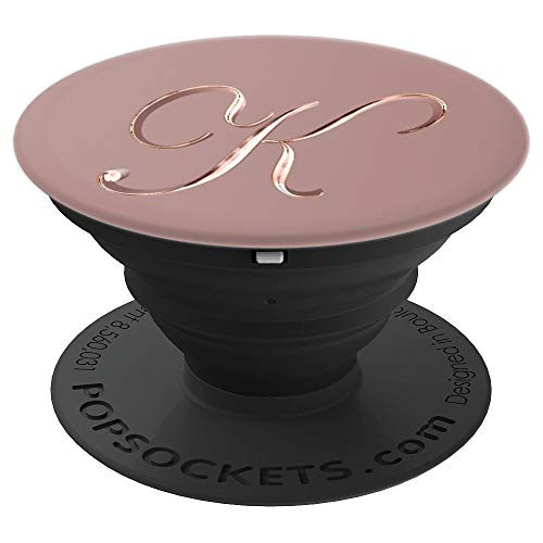 Rose Gold Monogram Capital Initial Letter K - PopSockets Grip and Stand for Phones and Tablets