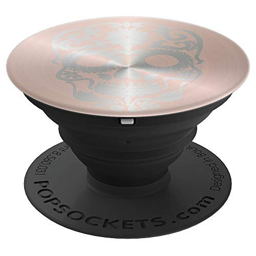 Wicked Skull on Silver Tone Rose Gold Background - PopSockets Grip and Stand for Phones and Tablets