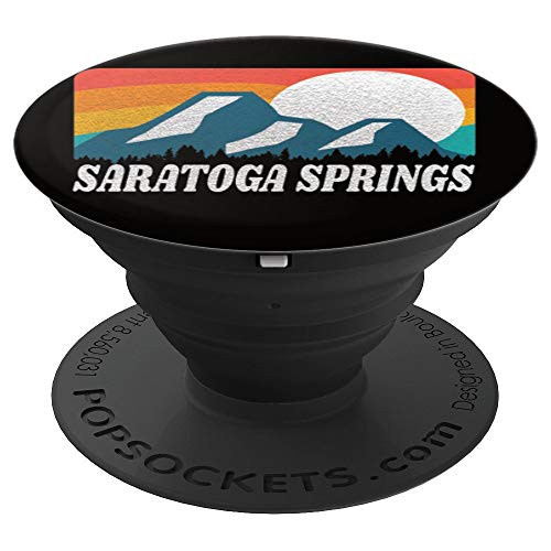 Saratoga Springs New York Retro Rainbow Mountain PopSockets Grip and Stand for Phones and Tablets