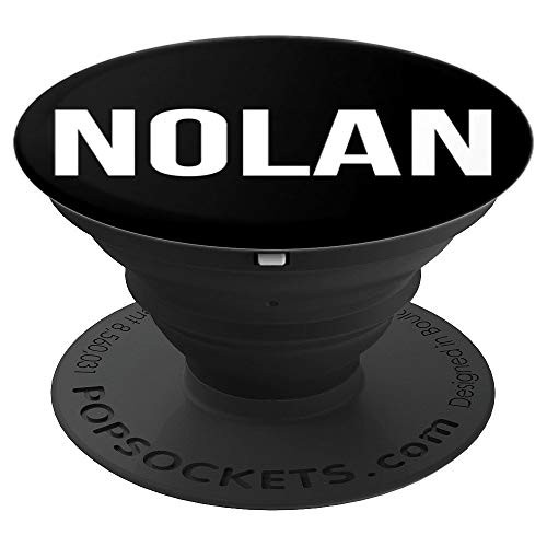 First Name Nolan in White Text on Black PACH876 - PopSockets Grip and Stand for Phones and Tablets