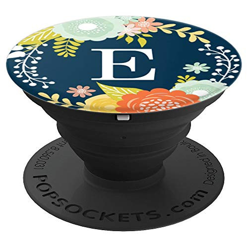 First & Last Initial Letter E Floral Wreath Monogram AAN031 - PopSockets Grip and Stand for Phones and Tablets