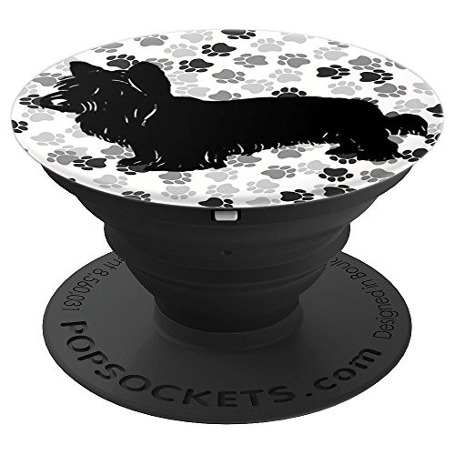 Skye Terrier Dog Silhouette with Paw Prints - PopSockets Grip and Stand for Phones and Tablets