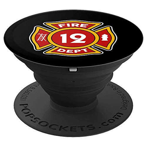 Fire 12 Dept Art Firefighter Hero 12th Birthday Boys Gift - PopSockets Grip and Stand for Phones and Tablets