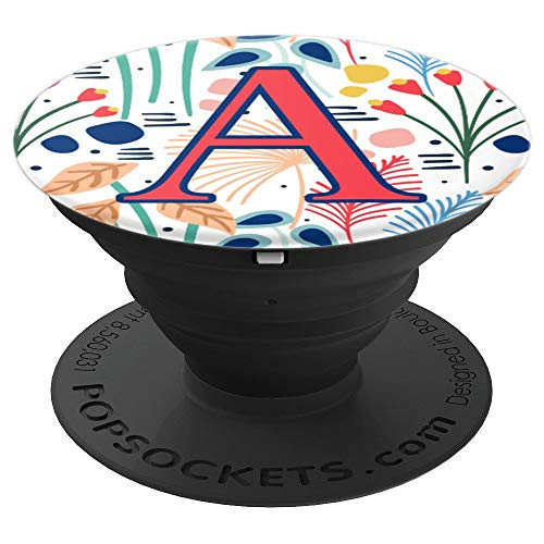 Spring Floral Phone Grip Tablet Stand Monogram Letter A - PopSockets Grip and Stand for Phones and Tablets