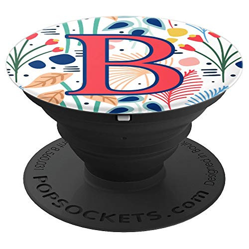 Spring Floral Phone Grip Tablet Stand Monogram Letter B - PopSockets Grip and Stand for Phones and Tablets