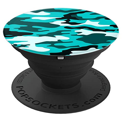 Teal Camo For Girls Camouflage For Women Turquoise Camoflage - PopSockets Grip and Stand for Phones and Tablets Teal Camo For Girls Camouflage For Women Turquoise Camoflage - PopSockets Grip and Stand for Phones and Tablets