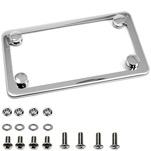 LFPartS Motorcycle Slim Style Polished Stainless Steel License Plate Frame
