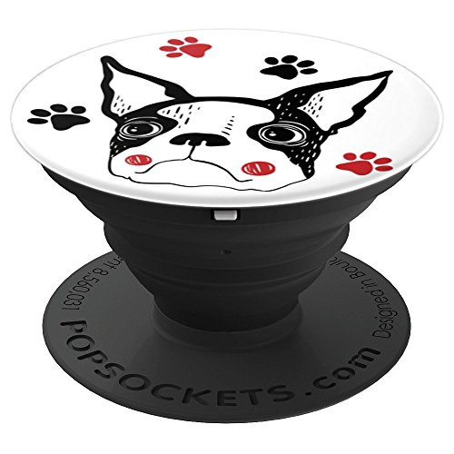 Cute Boston Terrier Dog with Paw Prints - PopSockets Grip and Stand for Phones and Tablets Cute Boston Terrier Dog with Paw Prints - PopSockets Grip and Stand for Phones and Tablets