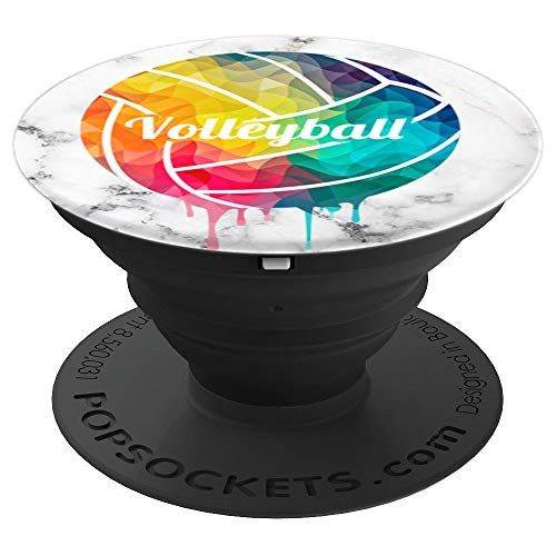 Volleyball Colorful Marble Back Pop Socket Phone Holder - PopSockets Grip and Stand for Phones and Tablets