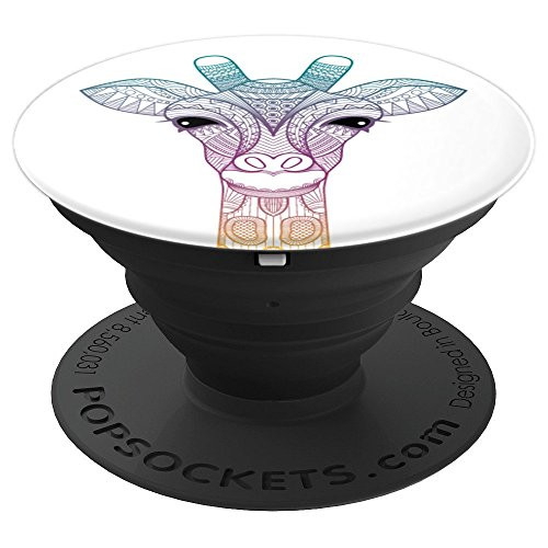 Giraffe with Floral Mandala Pattern - PopSockets Grip and Stand for Phones and Tablets