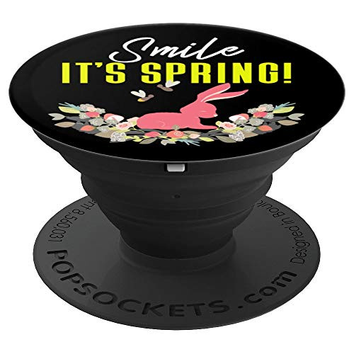 Smile It's Spring Bunny Rabbit and Flowers - PopSockets Grip and Stand for Phones and Tablets
