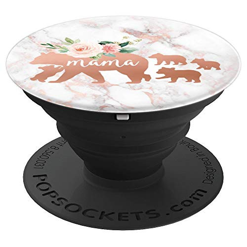 Mama Bear Four Cubs Blush Pink Marble Watercolor Floral - PopSockets Grip and Stand for Phones and Tablets Mama Bear Four Cubs Blush Pink Marble Watercolor Floral - PopSockets Grip and Stand for Phones and Tablets