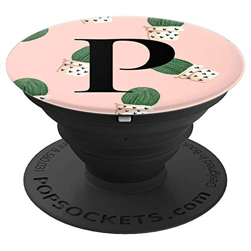 Cute Cactus Socket Grip Letter P Initial Monogram Phone Grip - PopSockets Grip and Stand for Phones and Tablets