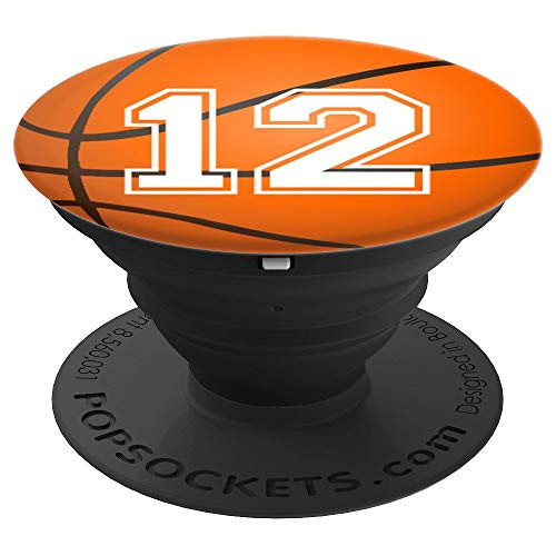 Basketball Ball Styled Gift for Player Number 12 - PopSockets Grip and Stand for Phones and Tablets