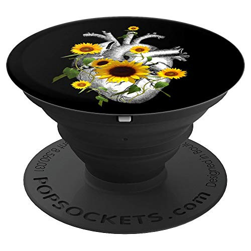 Heart sunflower, anatomy with flowers cute gift - PopSockets Grip and Stand for Phones and Tablets