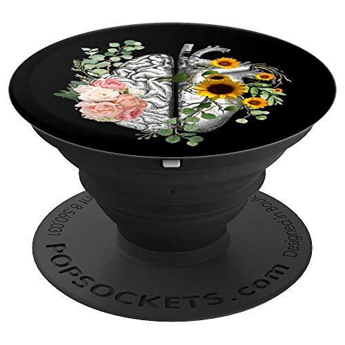 Balance heart Brain floral anatomy botanical art cute gift - PopSockets Grip and Stand for Phones and Tablets