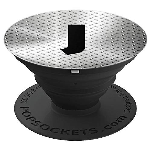 Letter J Phone Socket, Stainless Steel Monogram Initial J - PopSockets Grip and Stand for Phones and Tablets