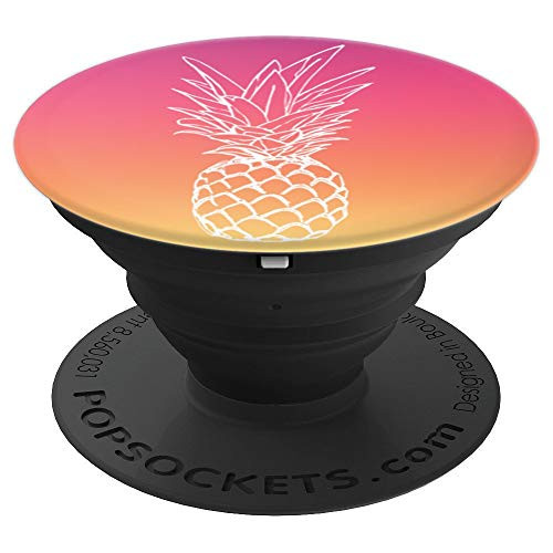 White Pineapple Coral Pink Ombre Sunset Gradient - PopSockets Grip and Stand for Phones and Tablets