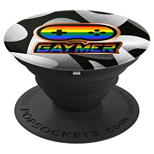 Steel GAYmer Gay Gamer Gaming Rainbow Controller Pride PopSockets Grip and Stand for Phones and Tablets Steel GAYmer Gay Gamer Gaming Rainbow Controller Pride PopSockets Grip and Stand for Phones and Tablets