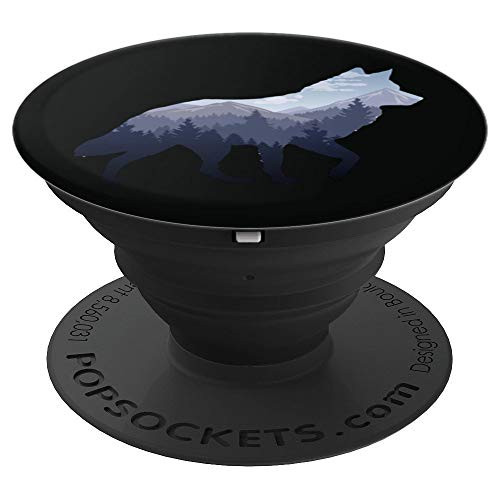 Lone Wolf Survives The Mountain Silhouette Art - PopSockets Grip and Stand for Phones and Tablets
