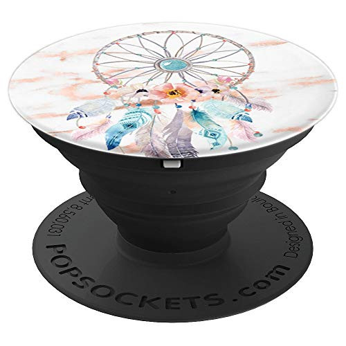 Rose Pink Marble Dream Catcher Boho Chic Floral Dreamcatcher - PopSockets Grip and Stand for Phones and Tablets