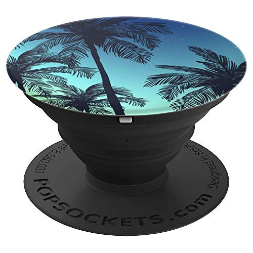 Palm Tree Sunset - Tropical Island Night Scene Beach Theme - PopSockets Grip and Stand for Phones and Tablets