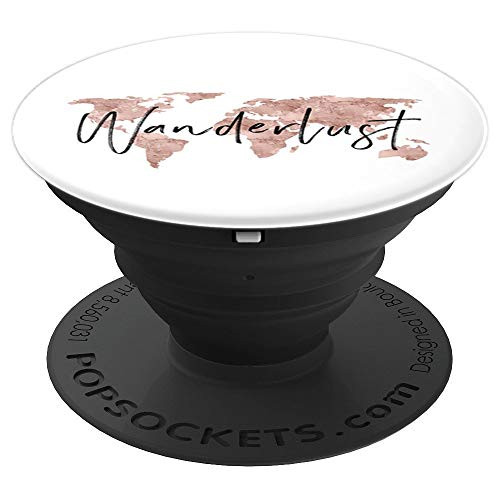 Wanderlust Travel Adventure Map Pink Quote by Nature Magick - PopSockets Grip and Stand for Phones and Tablets